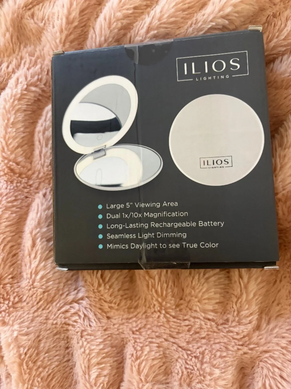 ILIOS Lighting Rechargeable Compact Mirror 1x/10x Magnification – New in Box